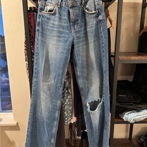 Zara Blue Distressed Boyfriend Jeans